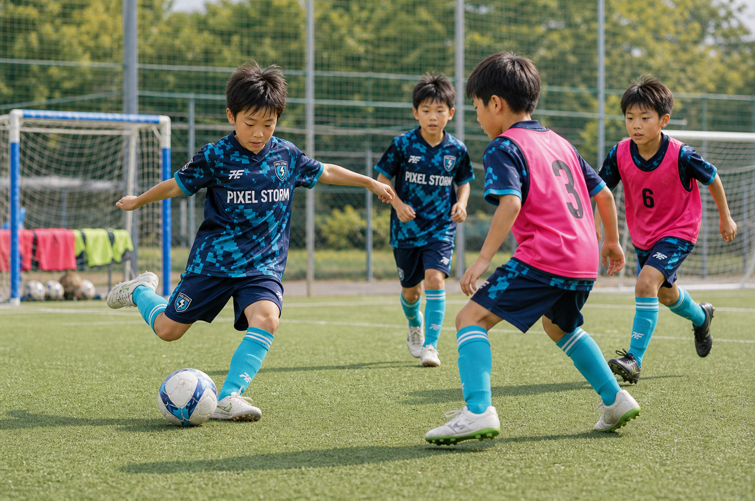 子どもたちが試合形式でプレーするイメージ
